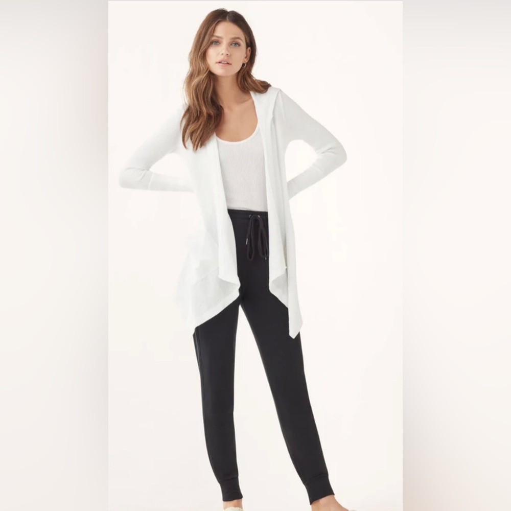 Splendid White Hooded open Drapey Front Thermal‎ Cardigan size medium brand new